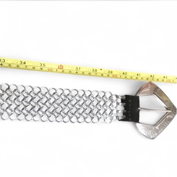 Vintage Handmade Chainmail Belt with Engraved Western Buckle XL - Picture 3 of 3